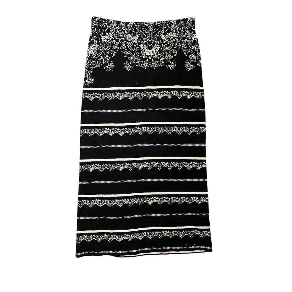 Free‎ People Women's small Black Geometric Knit Midi Pencil Skirt - Picture 2 of 3